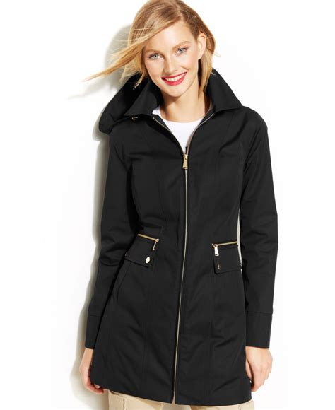 michael kors women's zipper hooded windbreaker button pocket|Michael Kors winter jacket women.